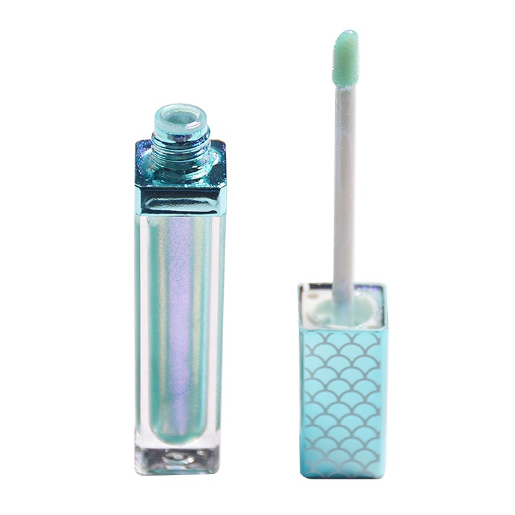 OEM Vendor Wholesale Custom Cheap Cruelty-Free High Quality Long Lasting Private Label Square LED Light Mirror Mermaid Lip Gloss