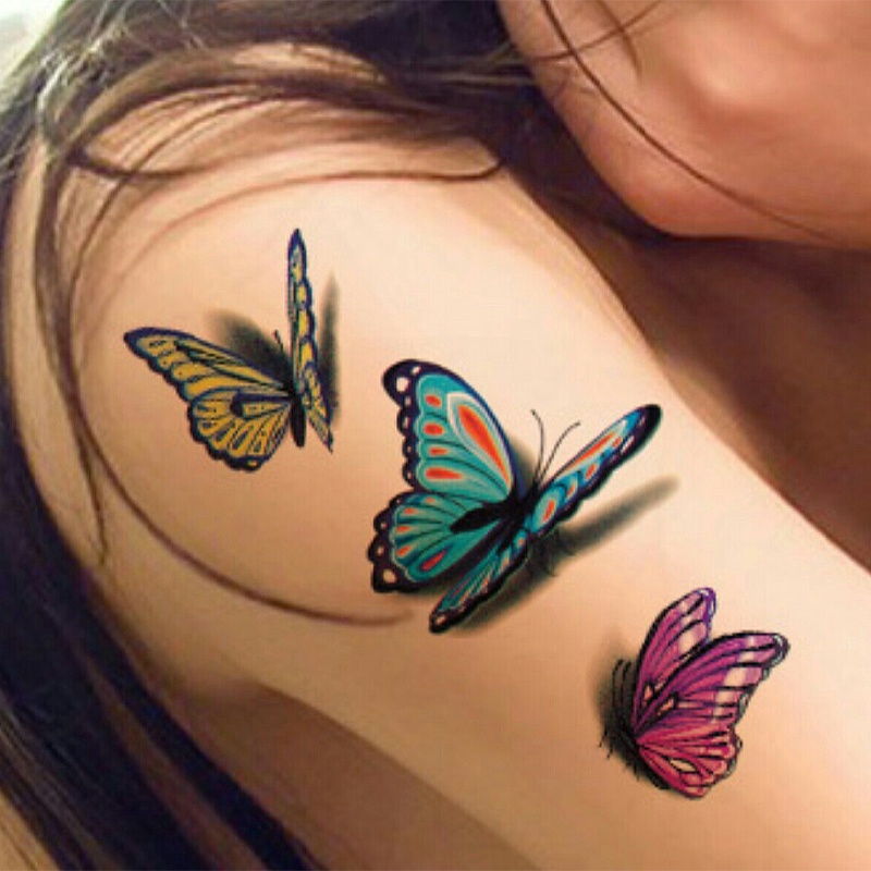 Low Price Factory Wholesale Custom Temporary Waterproof 3D Girl Art Feather Butterfly Flower Body Face Fake Tattoo Sticker